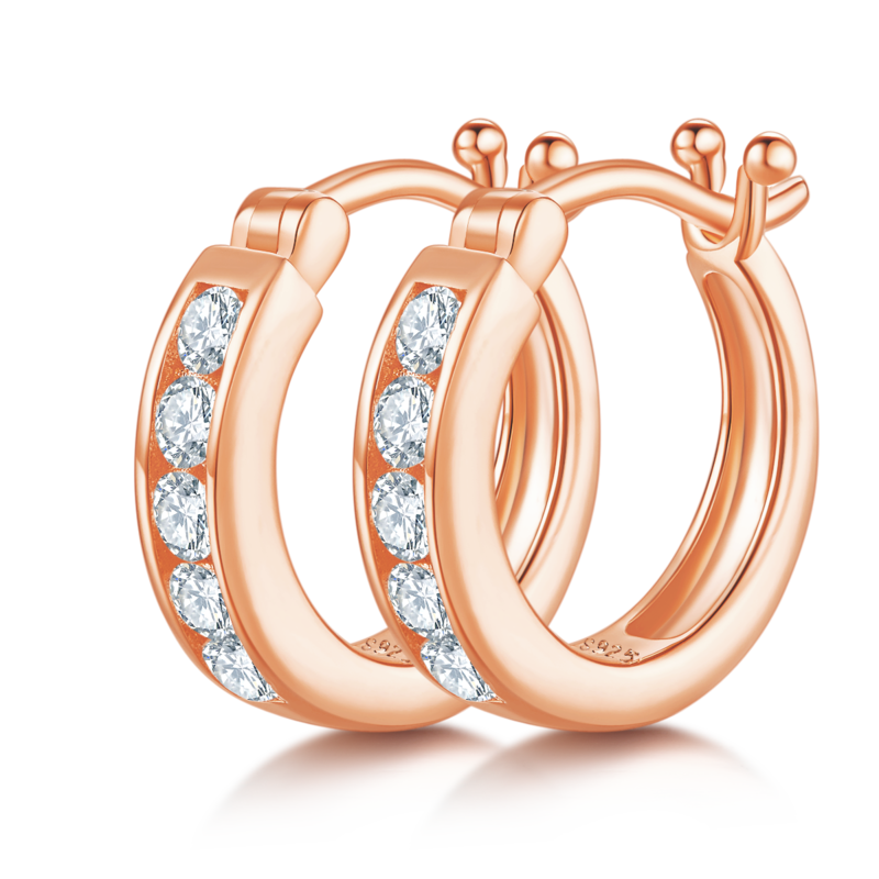 单排对半耳环S925银Moissanite厘石D级0.45ct